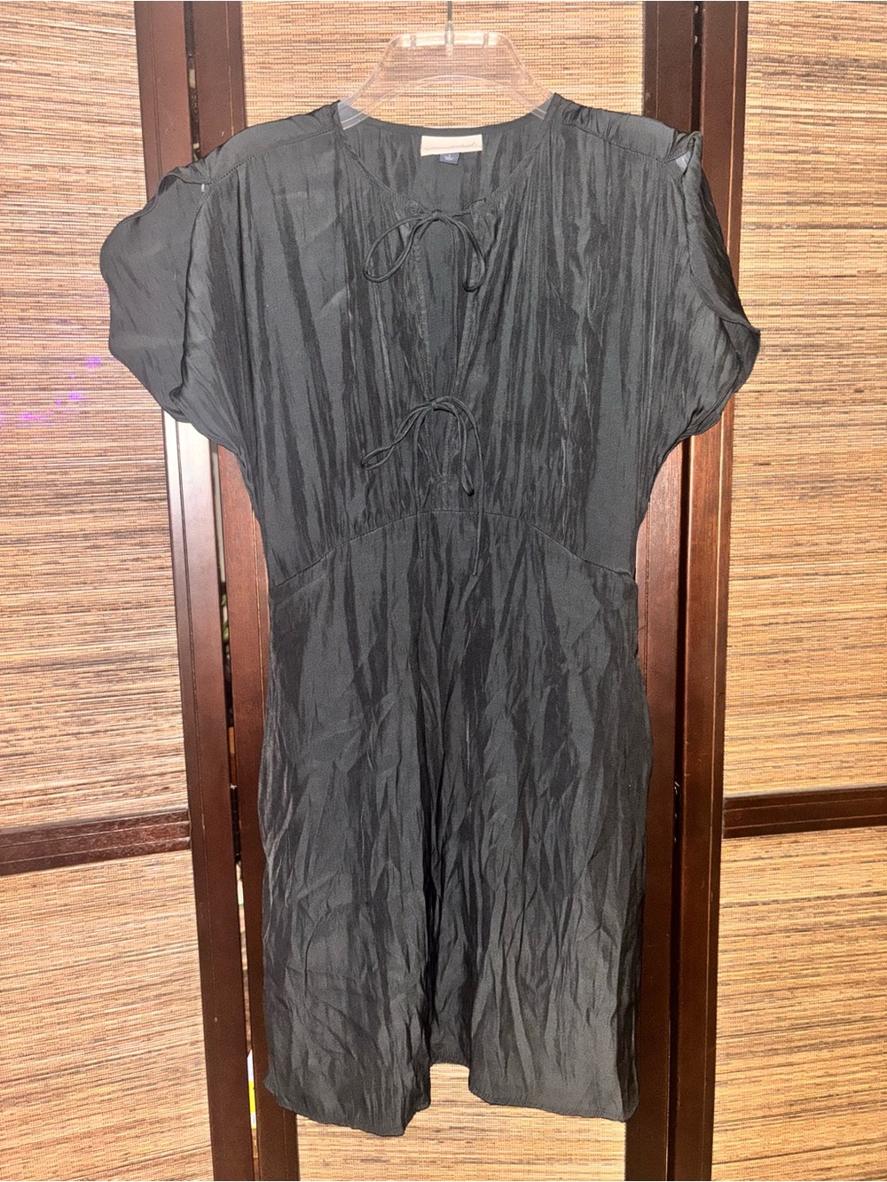 Universal Thread Black Short Sleeve Tie-Front Dress